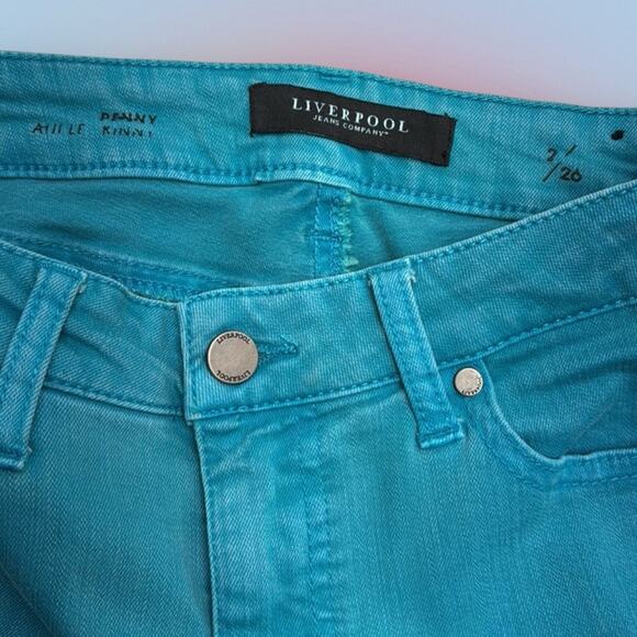 LIVERPOOL Women's 2 Turquoise Blue PENNY SKINNY ANKLE Jeans - Picture 4 of 5